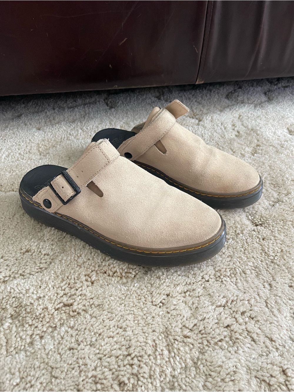 Dr. Martens Beige Suede Slip-On Mule